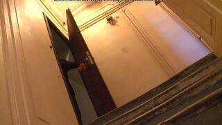 A sexy girl is having fun with a guy after a romantic dinner