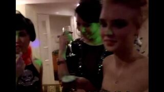 The young whores enjoy an orgy at a wild party