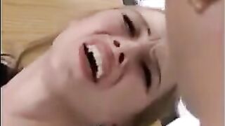 A cute and fragile blonde girl was pleased by a hard fisting