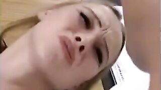 A cute and fragile blonde girl was pleased by a hard fisting