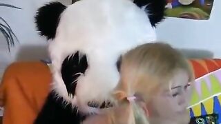 Babe fucked by a guy in a panda suit