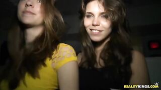 A girl is having fun with her boyfriend in the club, getting wild