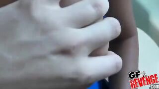 Girl sucks cock and comes at home on the toilet bowl