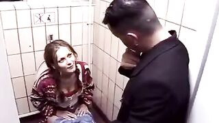 Sex in the toilet of a night club from a party sex scene