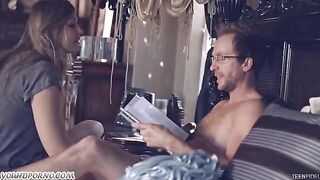 The sexy girl seduces her father to fuck