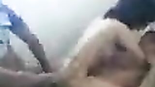 Two members at once fucked a young Asian brunette