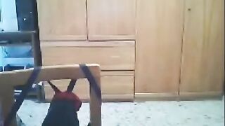 A girl fucks in front of her webcam, her husband is shooting
