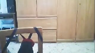 A girl fucks in front of her webcam, her husband is shooting