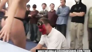 A woman with an unusual appearance likes to have a dirty mouth full of cum