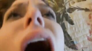 A girl sucks cock of her hairy guy in the house