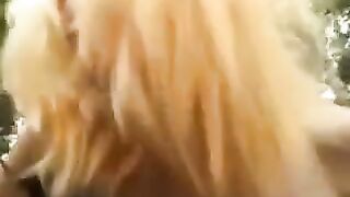 Skinny teen gets fucked in the park and receives a cumshot
