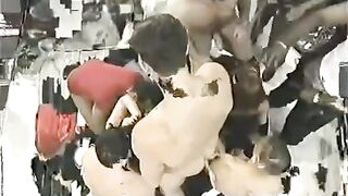 Cute girl fucked by a crowd of men with big cocks