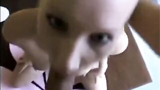 A chick that sucks cock with a suction machine on her pussy