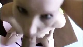A chick that sucks cock with a suction machine on her pussy