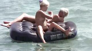 A girl is having fun naked on the mattress. You should see it!