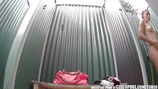 A spy camera was secretly filming a naked girl in the shower