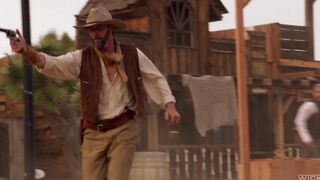 A cowboy punished a girl but licked her clitoris hard