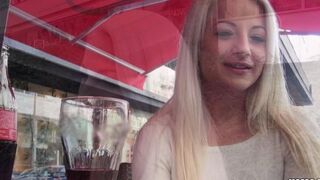 A sexy blonde girl with big natural boobs has a private session