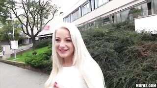 A sexy blonde girl with big natural boobs has a private session