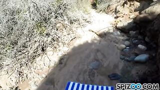 A cute girl is fucking with a guy in nature