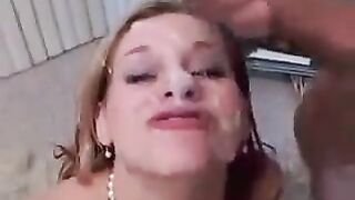 Guy rewarded the girl with a portion of hot sperm
