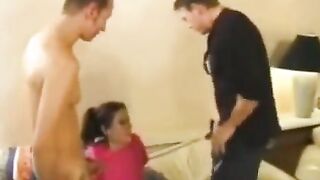 A depraved young nanny gives anal sex to the kids' father
