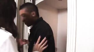 A dark-skinned reporter is fucking with a juicy chick Sasha Gray