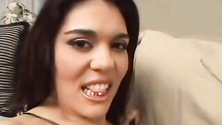 Sex under a skirt, nice woman, two men fuck her hard