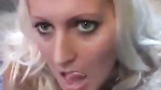 The whims licked sperm from a spoon after a tender blowjob