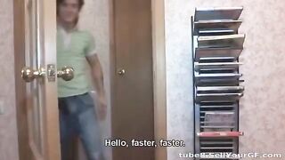 Young guy shoots sex videos with his amateur girlfriend with small boobs