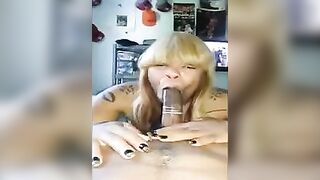A black woman has sex with a guy and sucks his cock