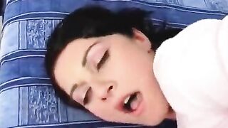 Cute brunette girl fucked in her ass and got cum on her face