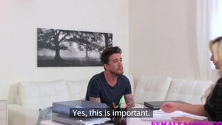 A couple enjoy each other with passionate sex on the couch