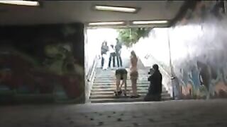 A girl got diluted and roughly fucked right on the crossing