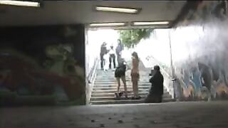 A girl got diluted and roughly fucked right on the crossing