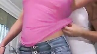Pierced pussy of Conny played with a lesbian lover
