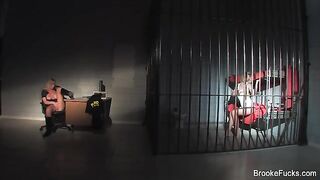 The guard caresses himself by his post