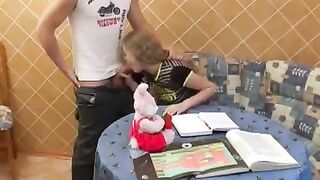 A schoolgirl was fucked by her classmate at the lesson