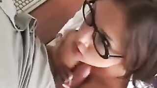 A secretary fucks with her boss in this hot porn scene