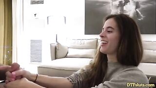 Fit slut Abbie Maley gets her pussy pounded on the couch in a raw, intense session