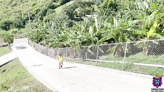 Busty Latina PAWG gets her booty pounded after a sweaty run