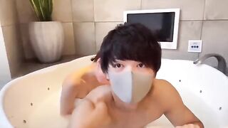 Japanese guy oiled his cock for slippery sex