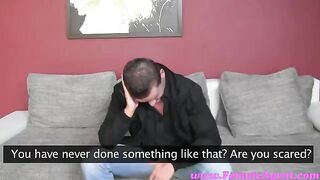 The chick forced the guy to fuck her at the casting couch