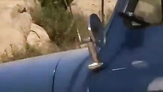 The guy tore the ass of an unfamiliar girl right on the car