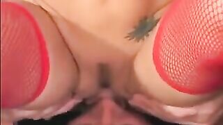 Chick in linen stockings sat on her face, showcasing some intense pussy licking action