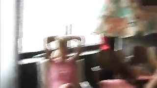 Peeping porn under the skirt of a cute girl