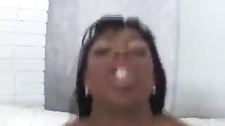 A black woman gave a blowjob to her new white friend