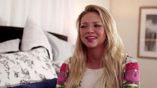 A beautiful lesbian couple are having fun straight in bed
