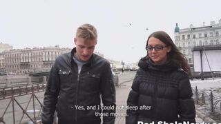 The first man encountered by Russian beauty gets a blowjob