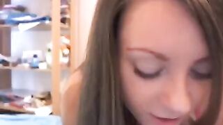 Russian beauty with delicate breasts poses on a webcam, showcasing her charm